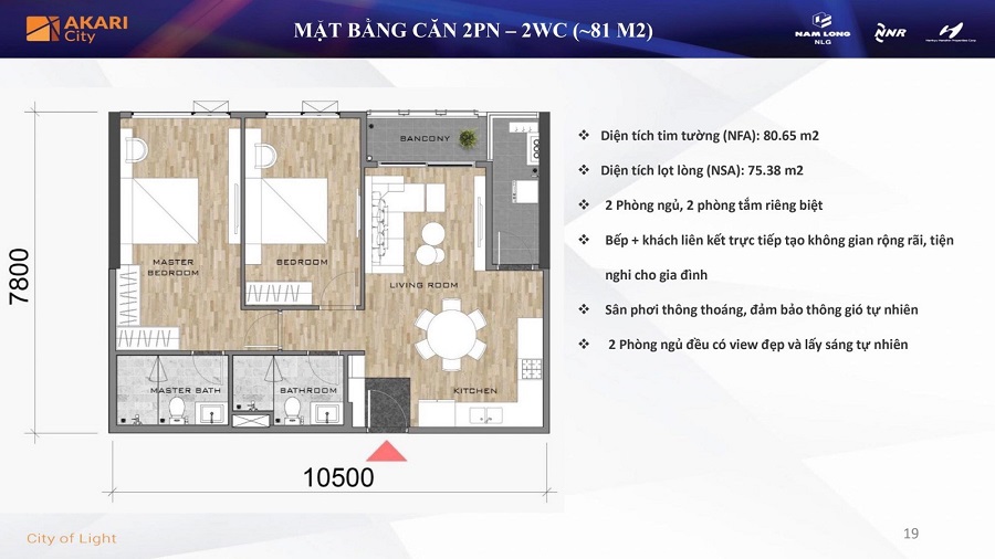 Mẫu Căn 2PN - 2WC