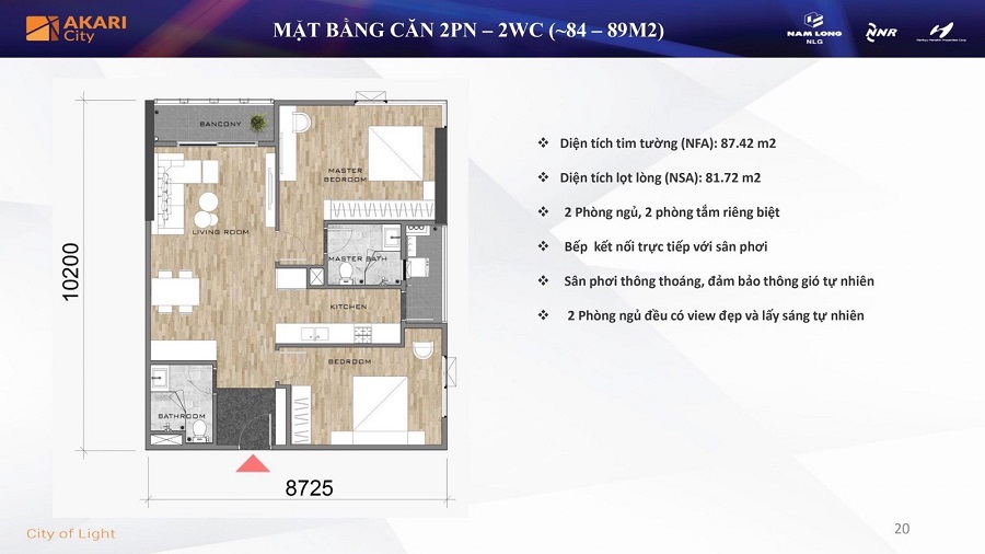 Mẫu Căn 2PN - 2WC