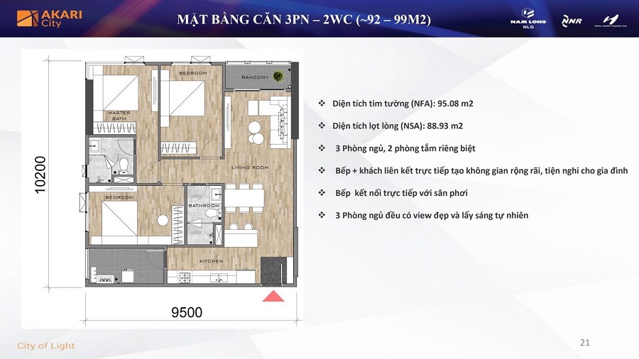 Mẫu Căn 3PN - 2WC