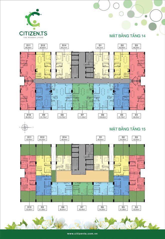 mặt bằng căn hộ duplex citizen