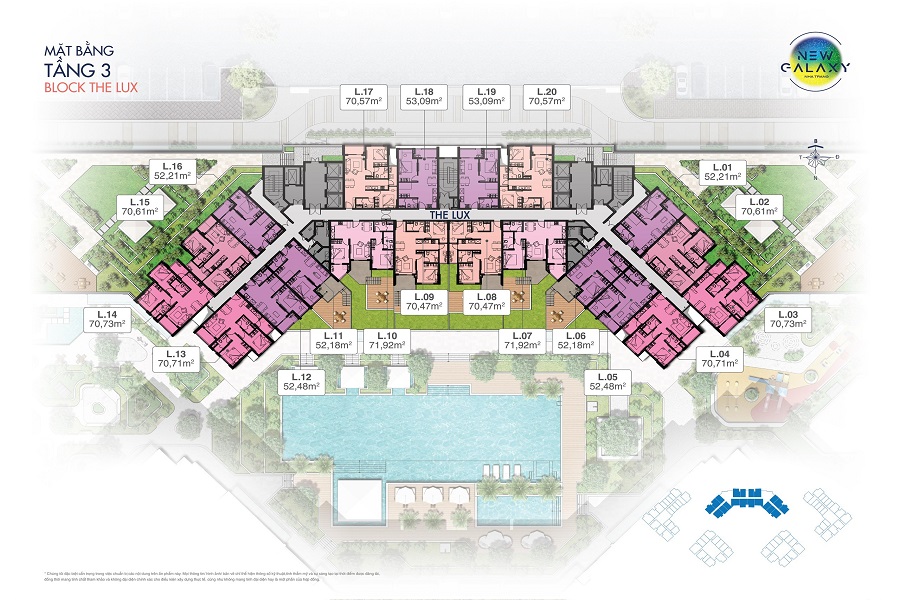 Mặt Bằng Tầng 3 Block The Lux  New Galaxy Nha Trang