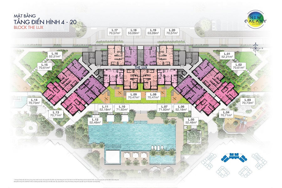 Mặt Bằng Tầng 4-20 Block The Lux  New Galaxy Nha Trang