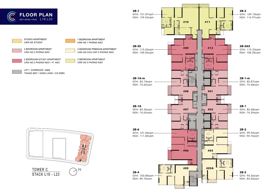 Mặt Bằng Tầng 18-23 The MetroPole Thủ Thiêm