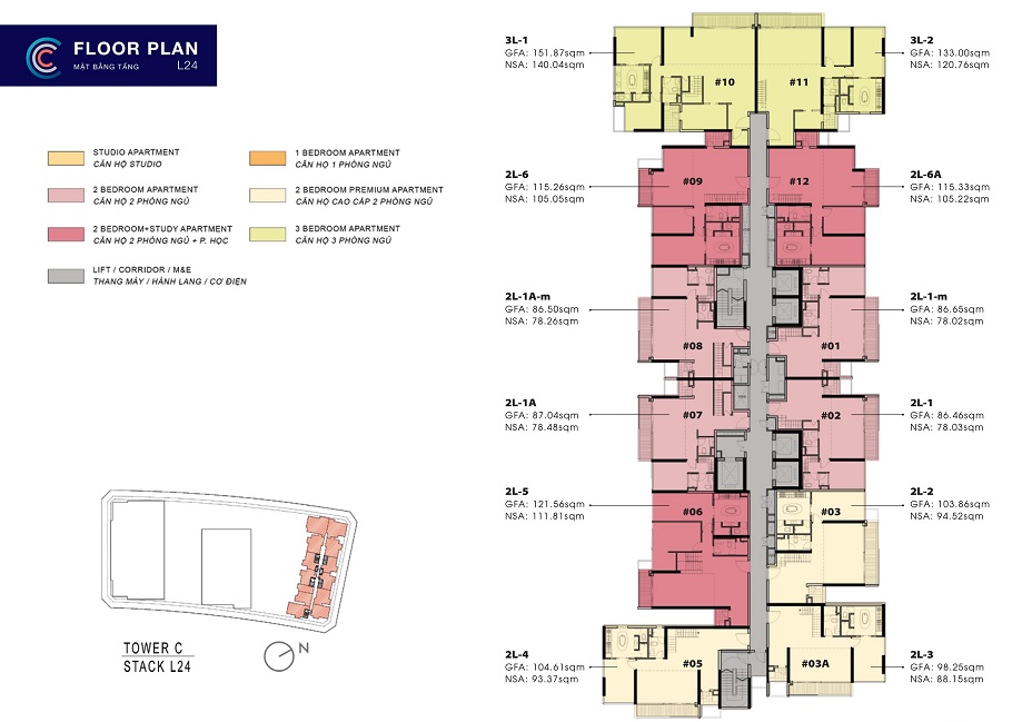 Mặt Bằng Tầng 24 The MetroPole Thủ Thiêm