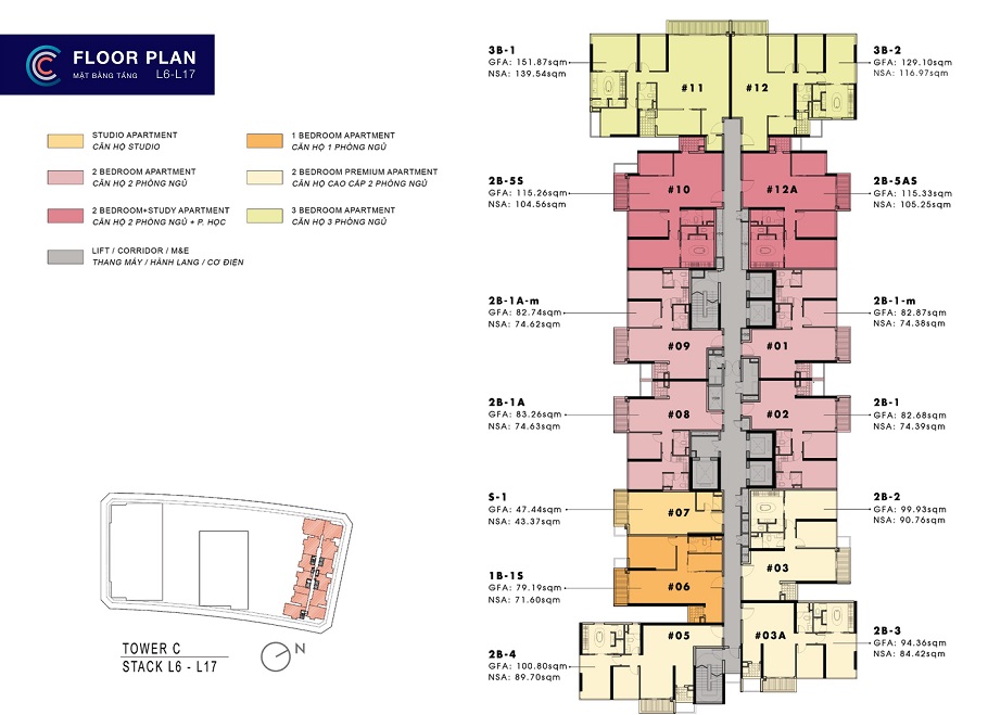 Mặt Bằng Tầng 6-17 The MetroPole Thủ Thiêm