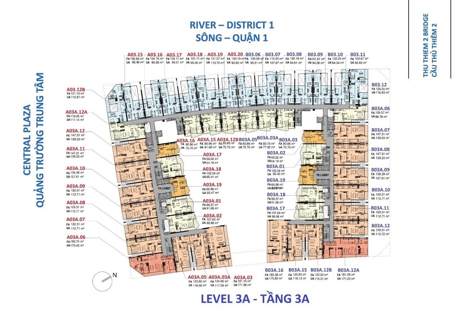 Mặt Bằng Tầng 3A The MetroPole Thủ Thiêm