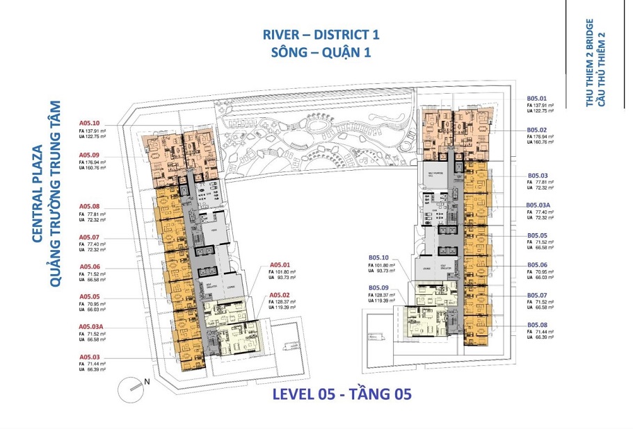 Mặt Bằng Tầng 5 The MetroPole Thủ Thiêm