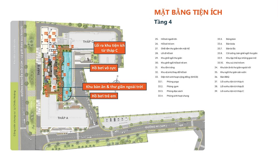 Mặt Bằng Tiện Ích Tầng 04 The Privia Khang Điền