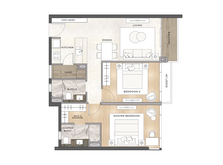 Mẫu Căn 2 Phòng Ngủ The River