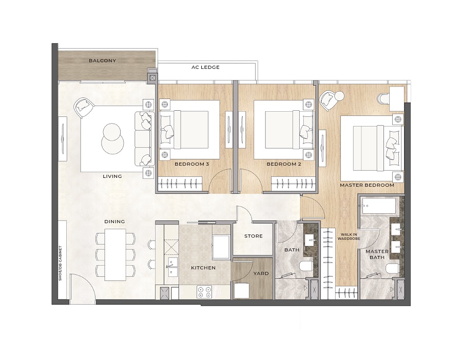 Mẫu Căn 1 Phòng Ngủ The River